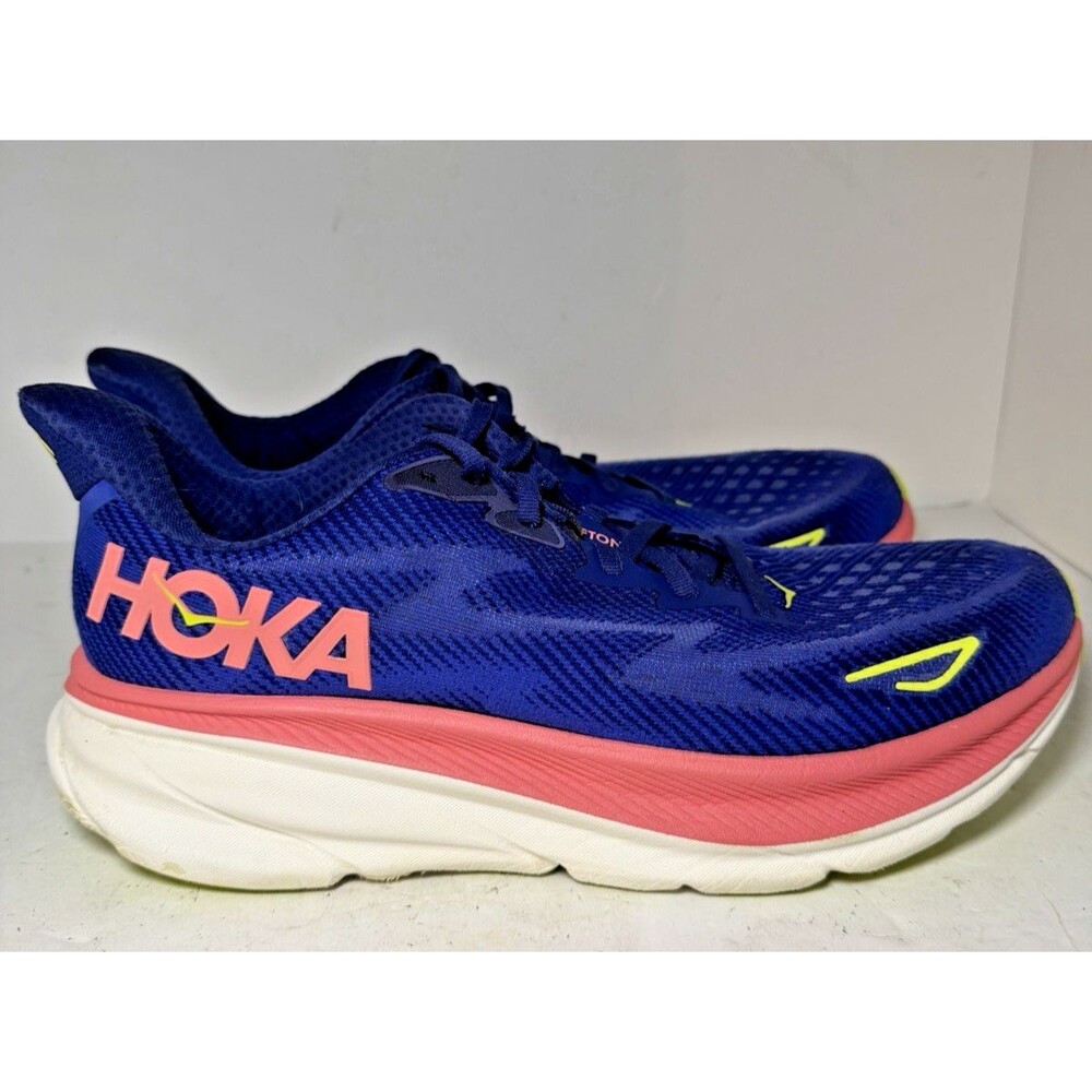 Hoka One Shoes Womens Sz 11 B Clifton Road Running Sneakers Purple Coral